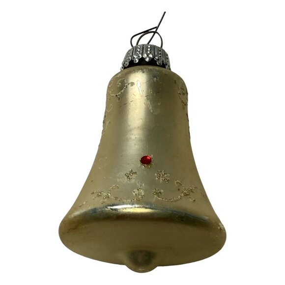 Mercury Glass Christmas Ornaments Vintage Gold Bells Set of 4 Made in Germany - Picture 12 of 16